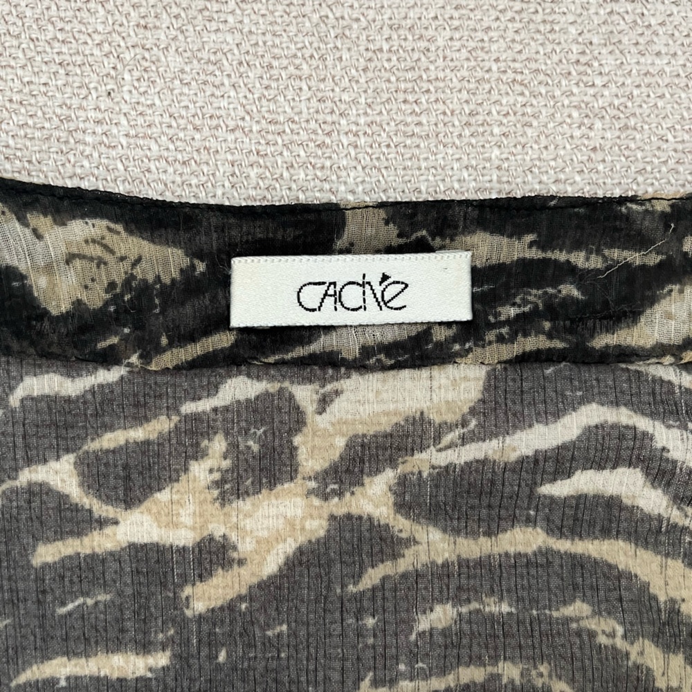 Cache Sheer Grey And Black Beaded Blouse - image 6